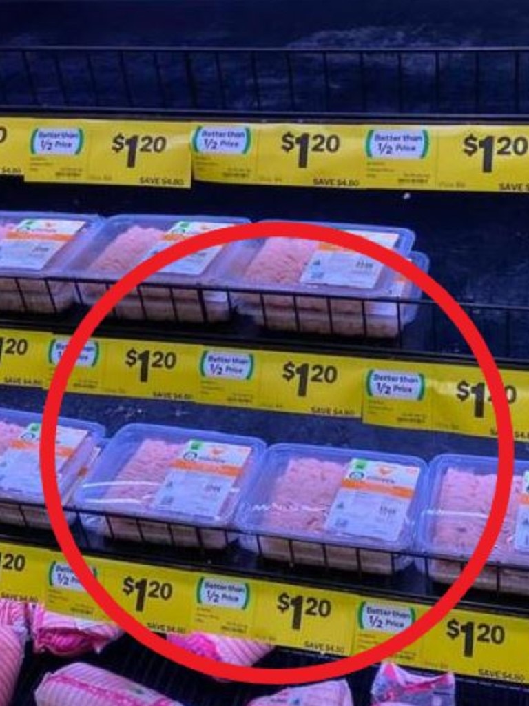 Packs of chicken mince were a fifth of the normal price in select stores. Picture: Facebook