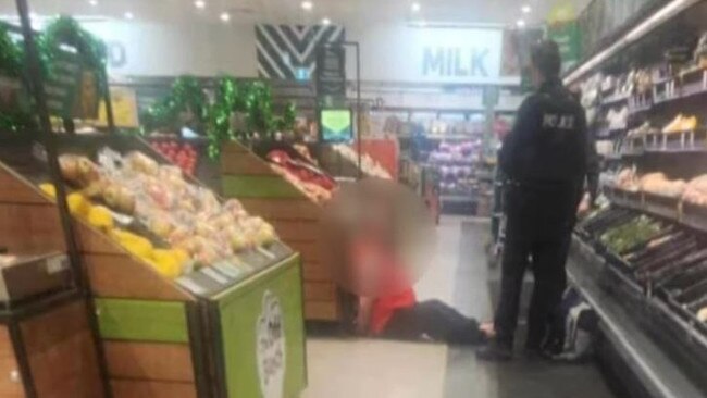 A knife scare has forced the evacuation of a major supermarket at Gawler. Staff and shoppers were forced to flee the store when a man produced a weapon after he was asked to leave. Picture: 7NEWS