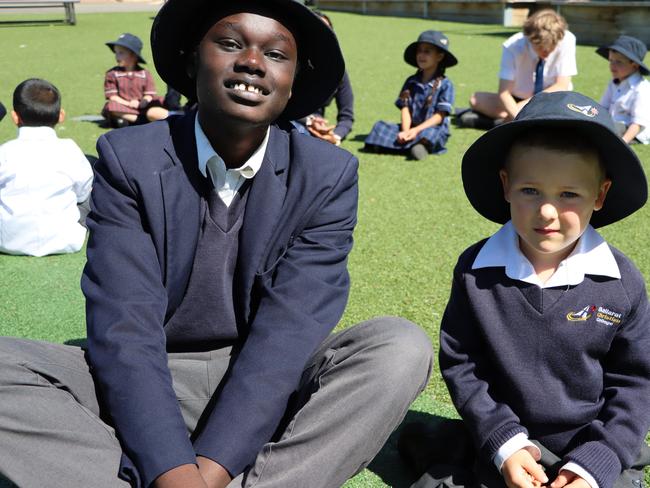 Ballarat Christian College preps started their first morning with Year 12 buddies. Picture: Ballarat Christian College