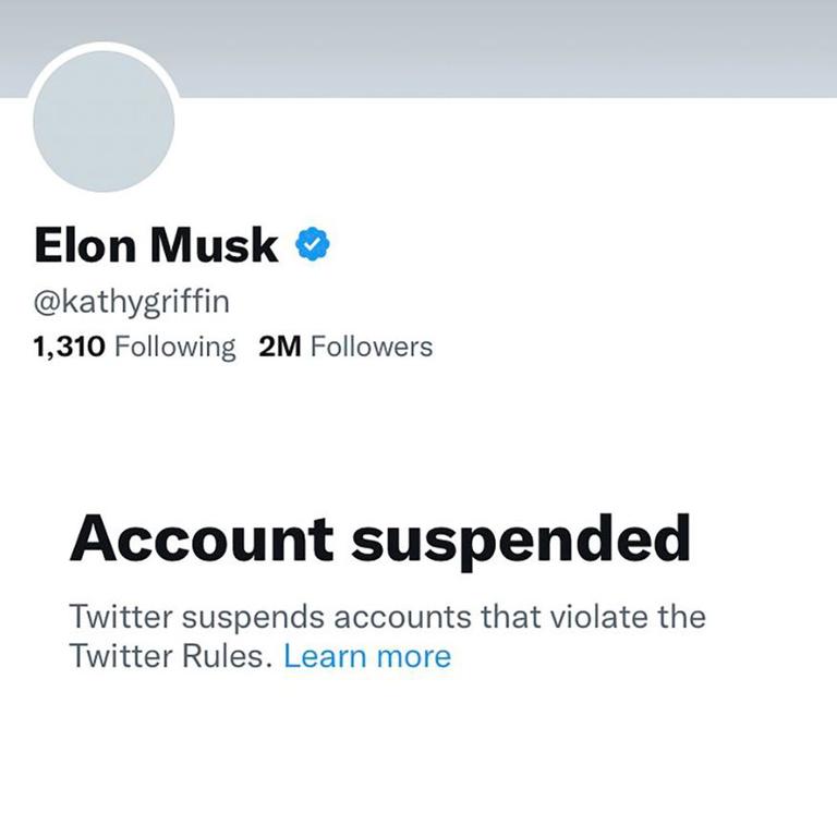 Griffin was suspended for renaming her account “Elon Musk” without making clear it was a parody.