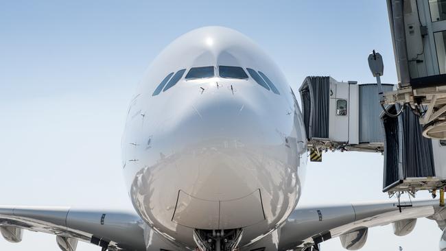 An aerobridge connecting to Qantas A380. Picture: LHR Airports