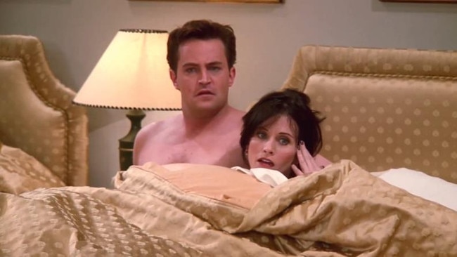 Matthew Perry and Courteney Cox in their most famous scene on Friends.