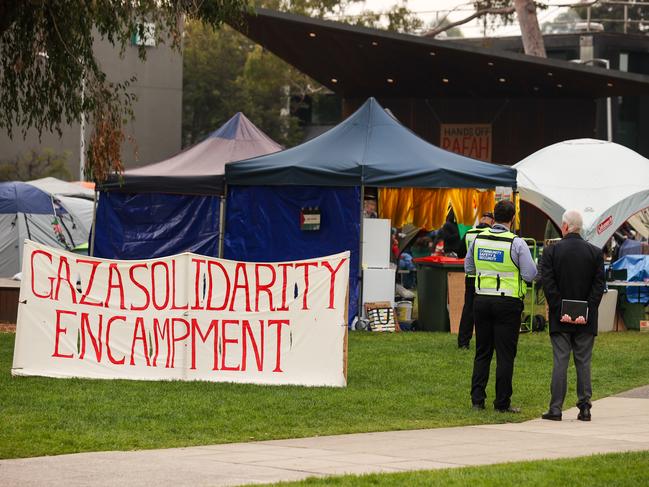 The Gaza Solidarity Encampment at Monash Uni Clayton. Picture: Jason Edwards