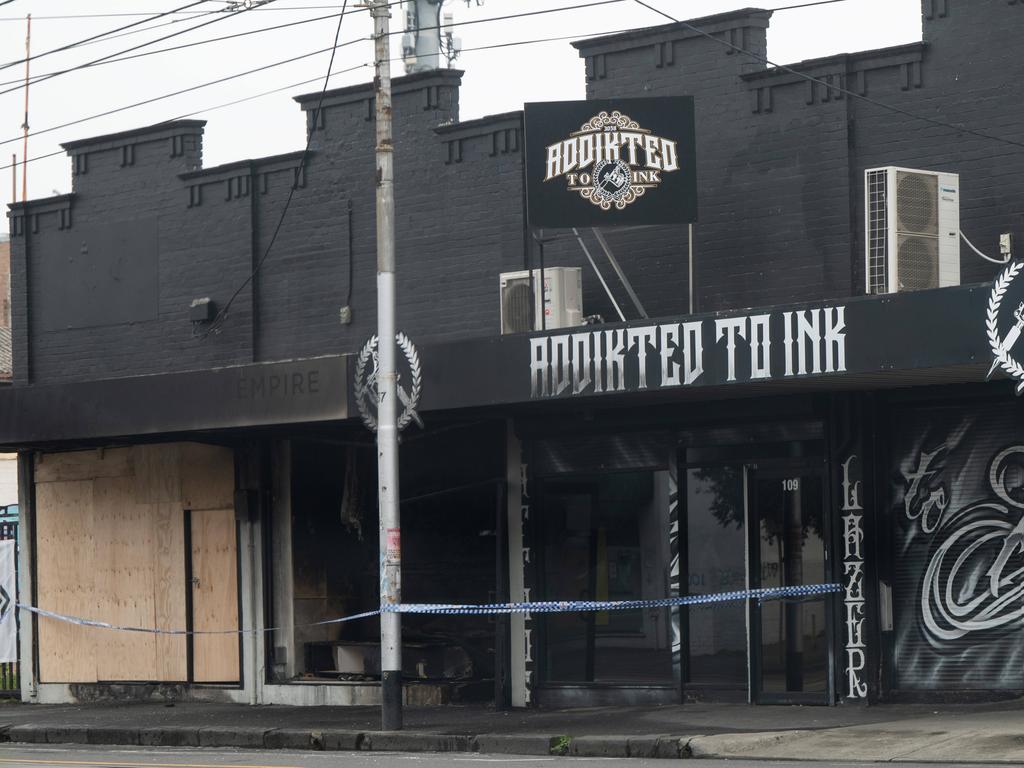 The next door tattoo parlour, Addikted to Ink, was left with minor damage. Picture: Tony Gough