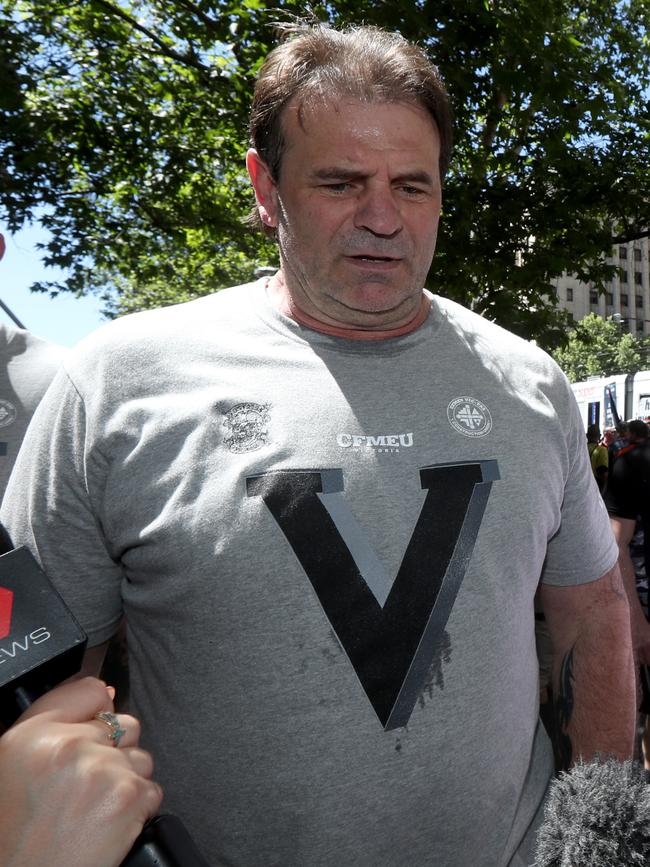 CFMEU Victorian secretary John Setka in Adelaide today. Picture: AAP Image/Kelly Barnes