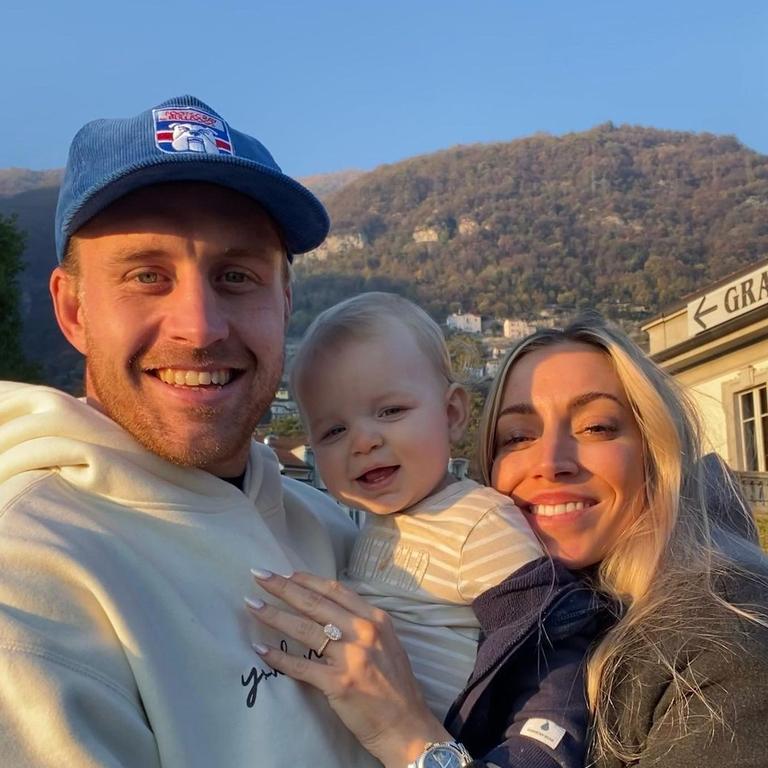 Cameron Munster, fiancee Bianca McMahon and son, Jaxon Kian, in Italy. Picture: Instagram