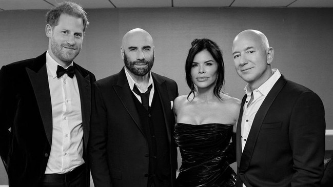 Prince Harry with John Travolta, Lauren Sanchez and Jeff Bezos Living Legends of Aviation Awards. Picture: Instagram