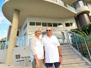 GOLDEN TRIANGLE: Pam and Emmanuel Augustakis at their five-bedroom mansion in Alexandra Headland. Picture: John McCutcheon