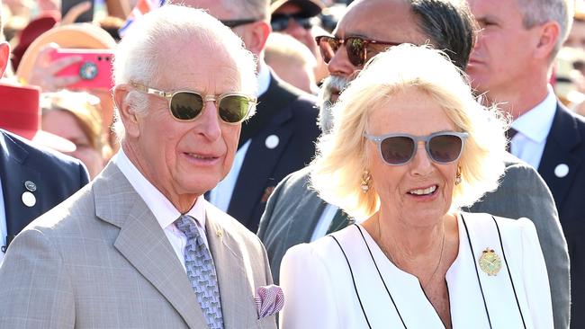 SYDNEY, AUSTRALIA - OCTOBER 22: King Charles III and Queen Camilla meet members of the public outside the Sydney Opera House on October 22, 2024 in Sydney, Australia. The King's visit to Australia is his first as monarch, and the Commonwealth Heads of Government Meeting (CHOGM) in Samoa will be his first as head of the Commonwealth. (Photo by Chris Jackson/Getty Images)