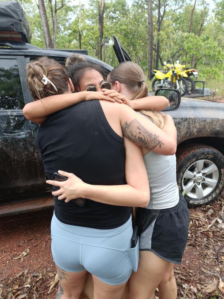 Reunited, a warm embrace with Tiffanie, Danielle and Georgia.