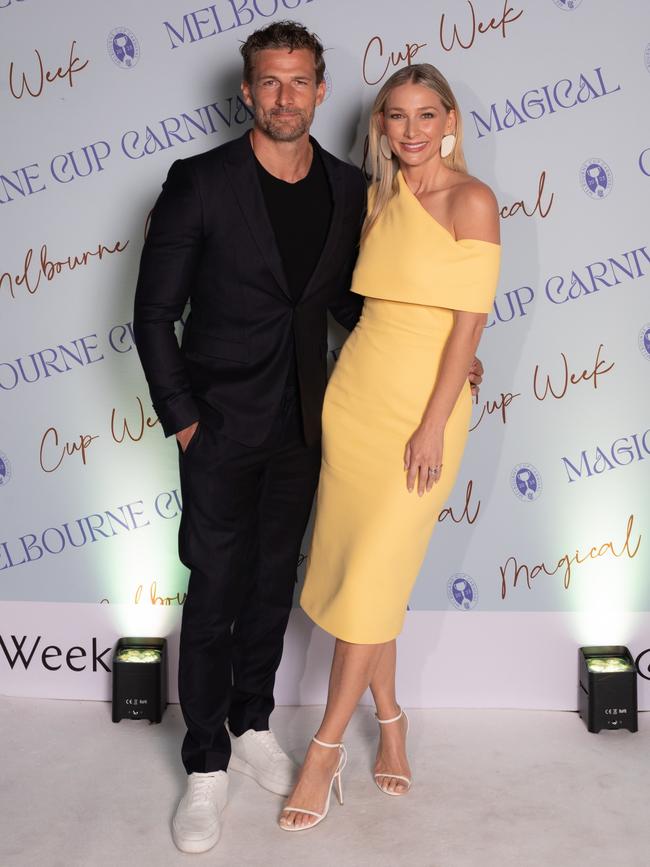 Tim Robards and Anna Heinrich attend a Melbourne Cup dinner at Mimi’s Coogee earlier this month.