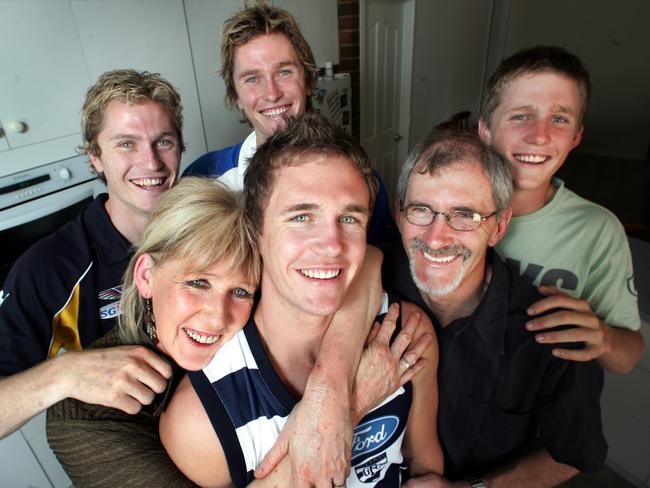 The Selwood family celebrates after Joel is drafted by Geelong.