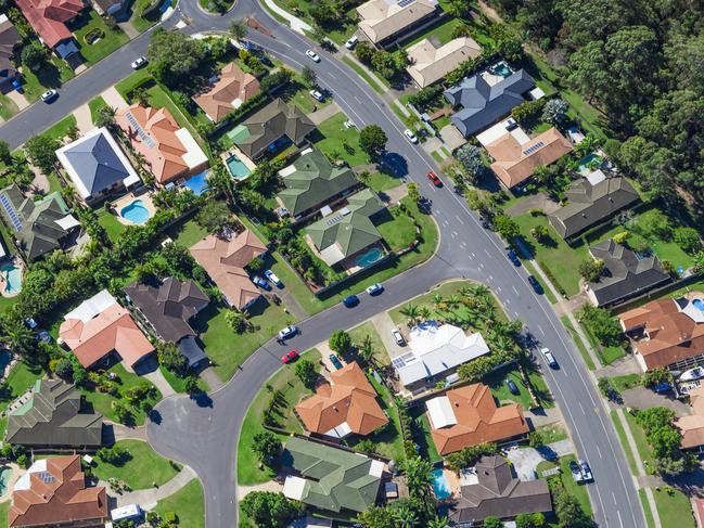 Aerial view of  australian suburban houses