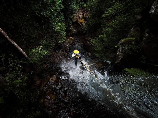 Adrenaline junkies can head to the Blue Mountains for abseiling and rock climbing adventures. Picture: Supplied