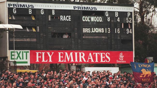 The scoreboard, pictured moments after the final siren. last match at the ground.