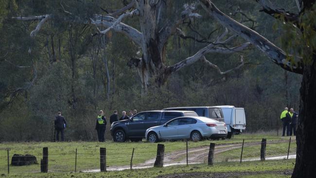 Police at the campground crime scene.