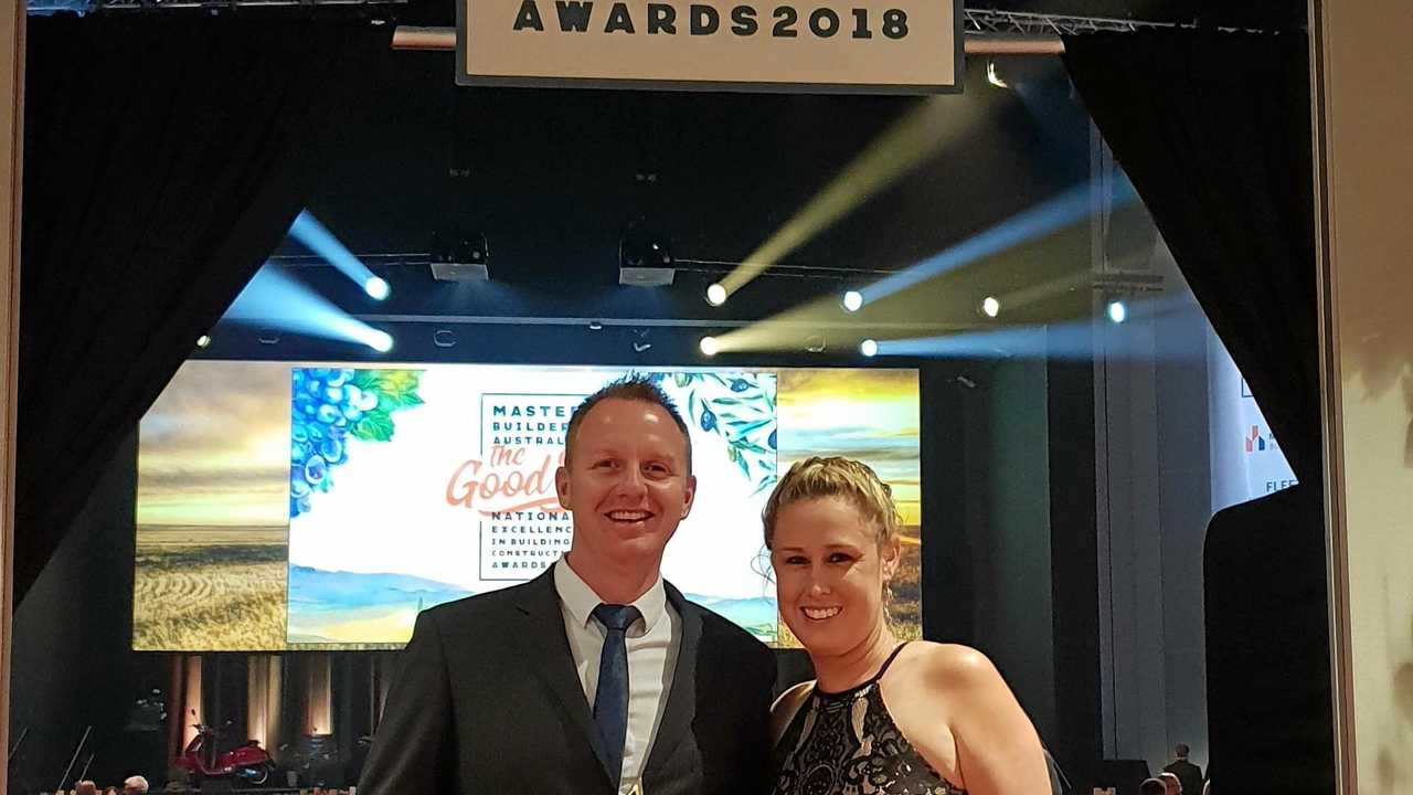 STOKED: Mark Blinco and his wife, Ash-leigh, with the award in Adelaide. Picture: Contributed