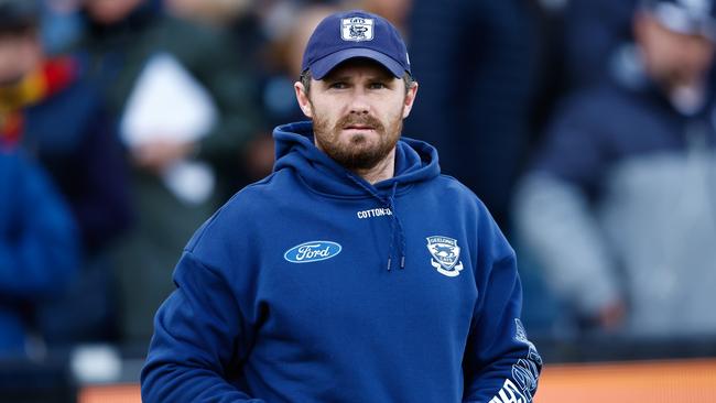 GEELONG, AUSTRALIA – MAY 06: Patrick Dangerfield of the Cats is seen after being subbed out of the game during the 2023 AFL Round 08 match between the Geelong Cats and the Adelaide Crows at GMHBA Stadium on May 6, 2023 in Geelong, Australia. (Photo by Dylan Burns/AFL Photos via Getty Images)