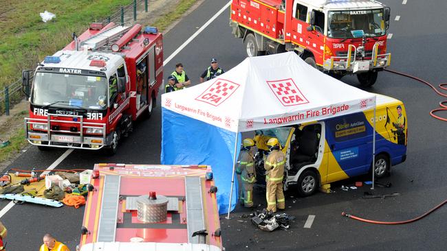 A man is dead after a collision on the Peninsula Link. Picture: Andrew Henshaw
