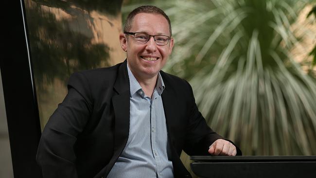 Andrew Phillips outside his St Lucia campus office at the University of Queensland. Picture: Lyndon Mechielsen