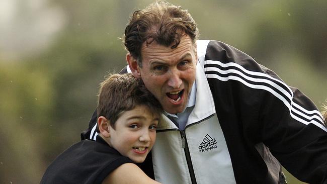 Collingwood legend Peter Daicos with son Josh as a nine-year-old. Picture: Cameron Tandy