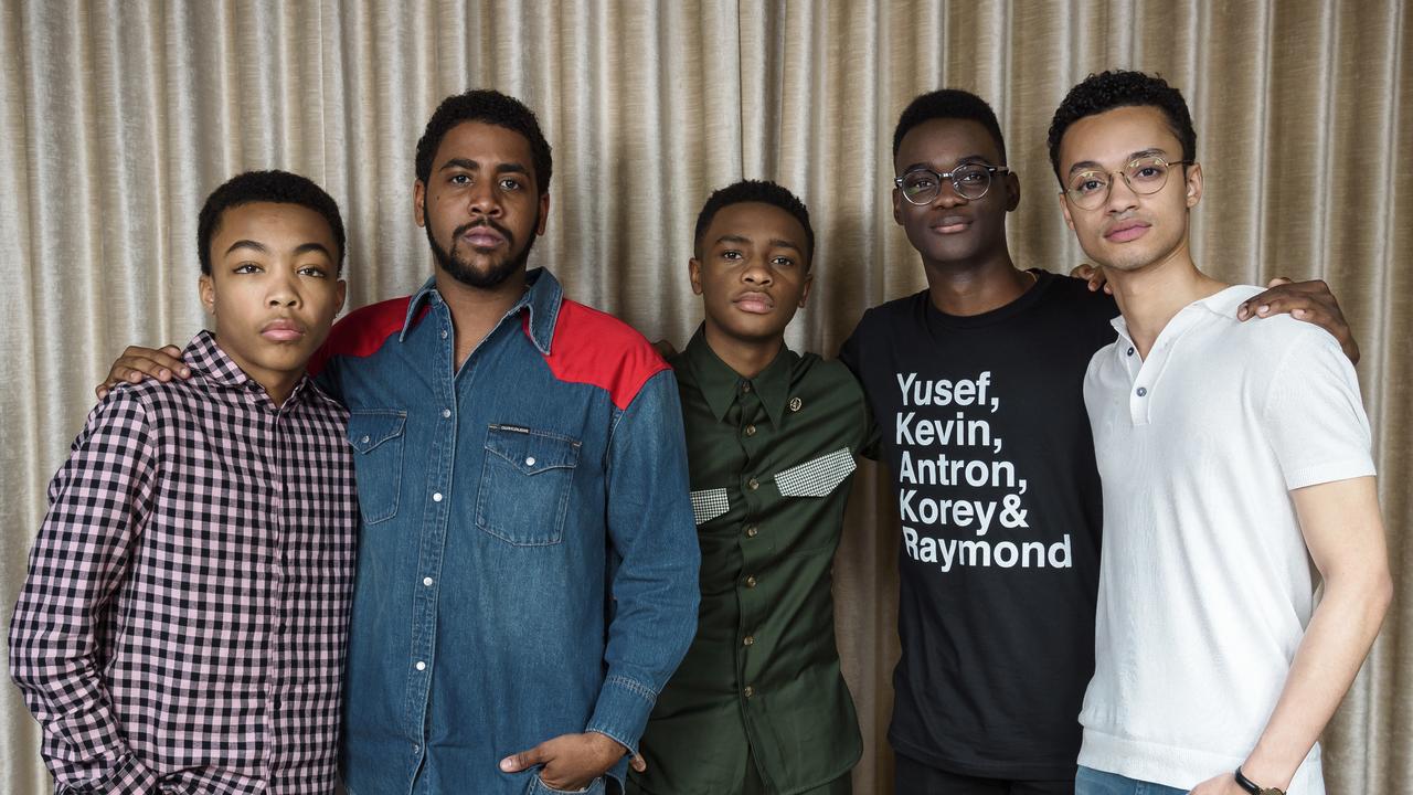 Asante Blackk, from left, Jharrel Jerome, Caleel Harris, Ethan Herisse, and Marquis Rodriguez who portray the young versions of the Central Park Five Picture: Christopher Smith/Invision/AP