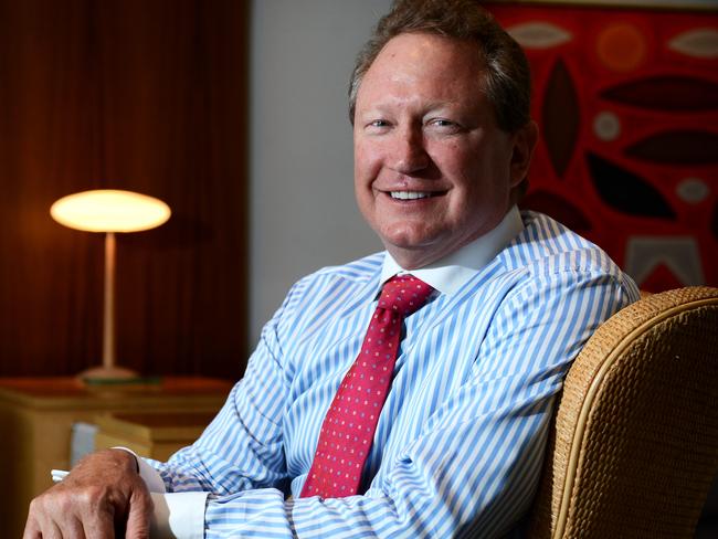 Mining magnate and Fortescue Metals Group CEO Andrew Forrest, during an interview at the Quay Grand Hotel while in Sydney. Picture: Dan Himbrechts