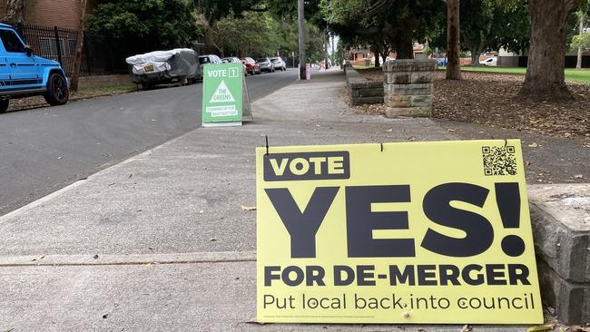 A photo of a ‘demerger’ poster in Leichhardt today.