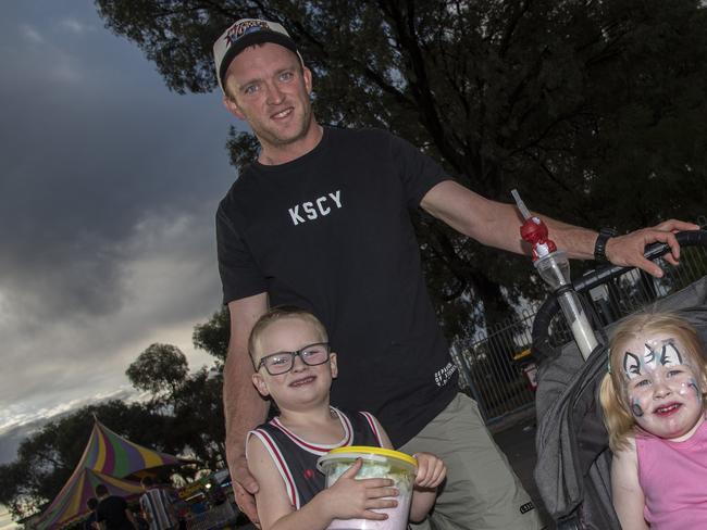 Paddy Morris, Gigi Morris and Chris Morris having a blast at the 2024 Swan Hill Show Picture: Noel Fisher.