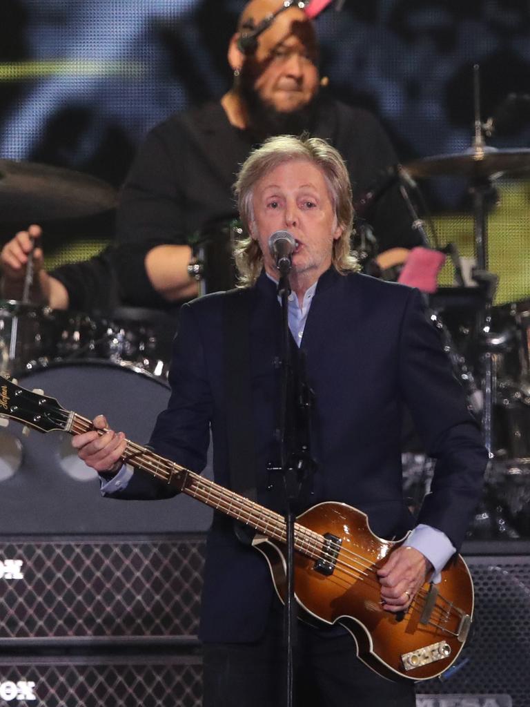 Paul McCartney performed at Marvel Stadium in Melbourne on Saturday. Picture: David Crosling