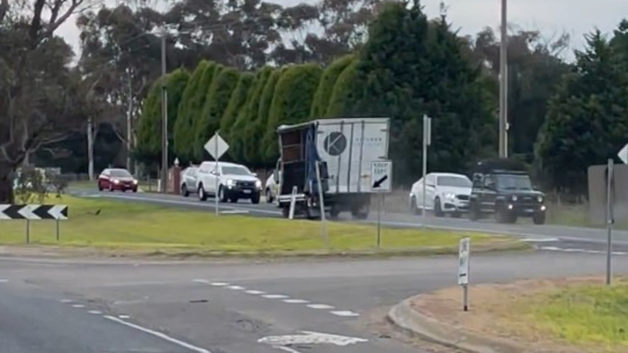 The truck on the Bellarine Hwy during the alleged chase. Picture: Clint