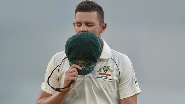 Josh Hazlewood is in an unusual position. Picture: AFP