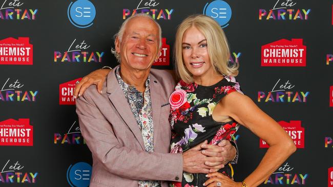 Sam Gance and Janet Roach at the Chemist Warehouse Victoria Christmas Party. Picture: Supplied