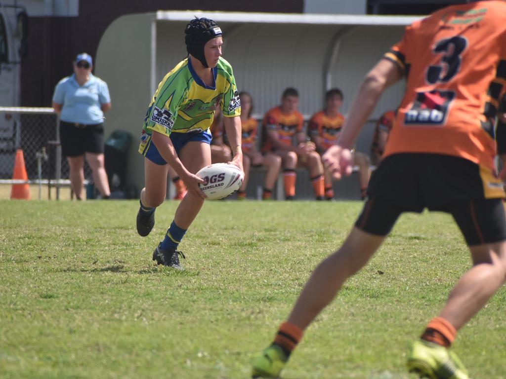 Caiden Jackson in the Wests Tigers and Wanderers under-14s rugby league final in Mackay, August 28, 2021. Picture: Matthew Forrest