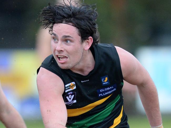 MPNFL Division 1 football: Pines v Dromana at Eric Bell Reserve, Frankston North. Dromana #38 Ethan Johnstone.  Picture: AAP/ Chris Eastman