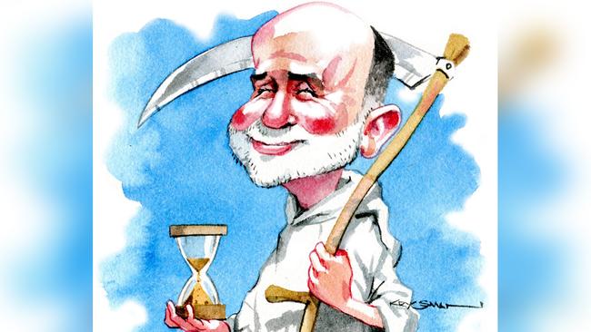 Former Fed chairman Ben Bernanke. Cartoon: Sturt Krygsman