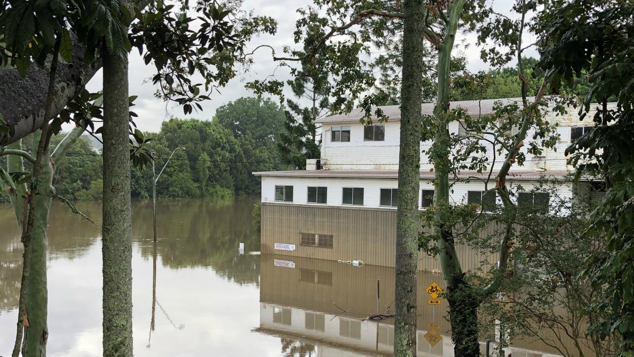 flooded: The Lismore Canoe Club carpark by the Wilson River is still off limits on Thursday. Photo: Alison Paterson