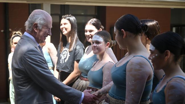 SYDNEY, AUSTRALIA - OCTOBER 22: King Charles III visits the National Centre of Indigenous Excellence on October 22, 2024 in Sydney, Australia. The King's visit to Australia is his first as monarch, and the Commonwealth Heads of Government Meeting (CHOGM) in Samoa will be his first as head of the Commonwealth. (Photo by Victoria Jones - Pool/Getty Images)