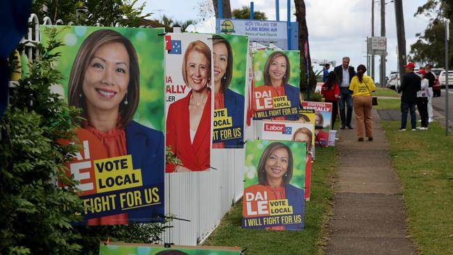 Dai Le and Kristina Keneally posters, and other candidates pictured in Sydney's Cabramatta. Picture: Damian Shaw