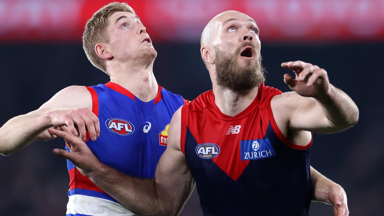 Melbourne captain Max Gawn needs to have a big influence in the air. Picture: Mark Stewart