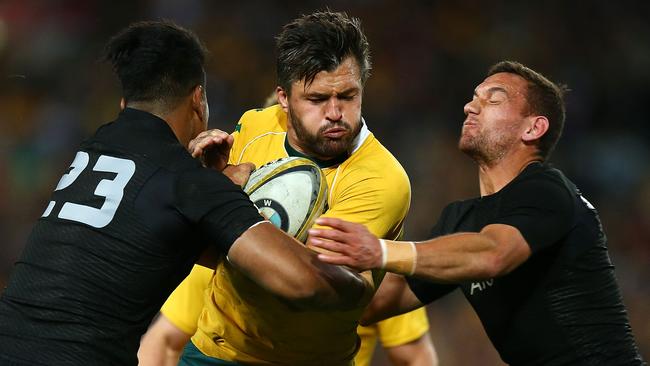 Wallaby winger Adam Ashley-Cooper takes on the All Blacks defence in the first Bledisloe Cup Test last Saturday.