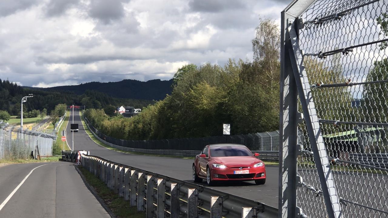 The modified Model S looked as quick as sports cars on the ‘ring. Photo: David McCowen