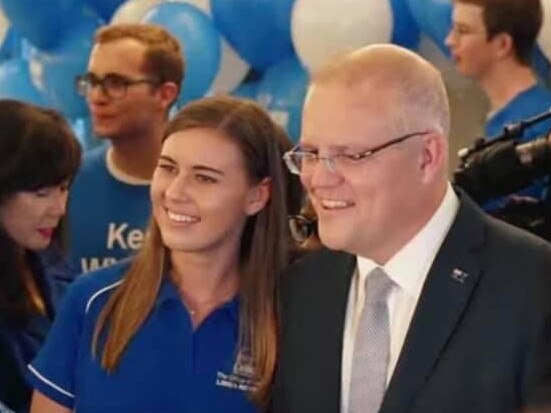 Brittany Higgins with Prime Minister Scott Morrison. Picture: Supplied