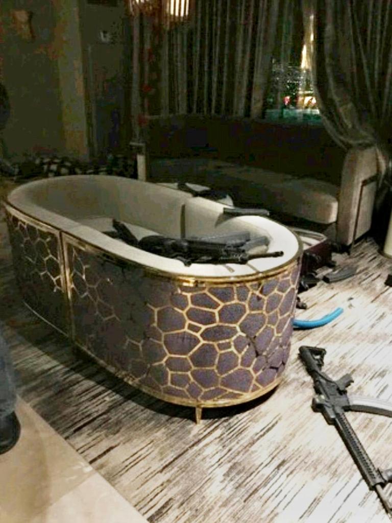 Stephen Paddock brought 24 weapons and a massive amount of ammunition into his hotel suite. Picture: Supplied