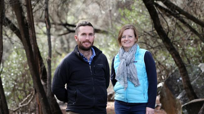 Daniel and Simone Hackett who are the proponents of a luxury camp on Halls Island in the Walls of Jerusalem. Picture: Chris Kidd