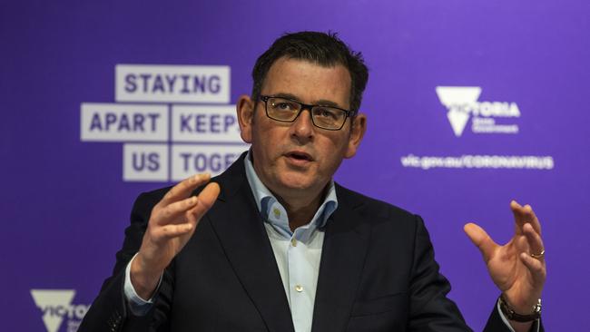 Victorian Premier Daniel Andrews addresses the media earlier today. Picture: NCA NewsWire / Wayne Taylor.