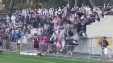 A grandstand at Leichhardt Oval suffered a mini collapse. Photo: Twitter.