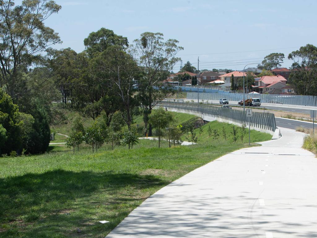 Asbestos was discovered in mulch at the Prospect Highway Upgrade site. Picture: Julian Andrews.