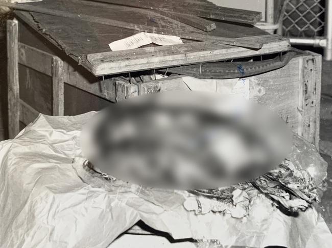 The body of the baby after it was unwrapped from packaging in a post office in Darwin. Supplied