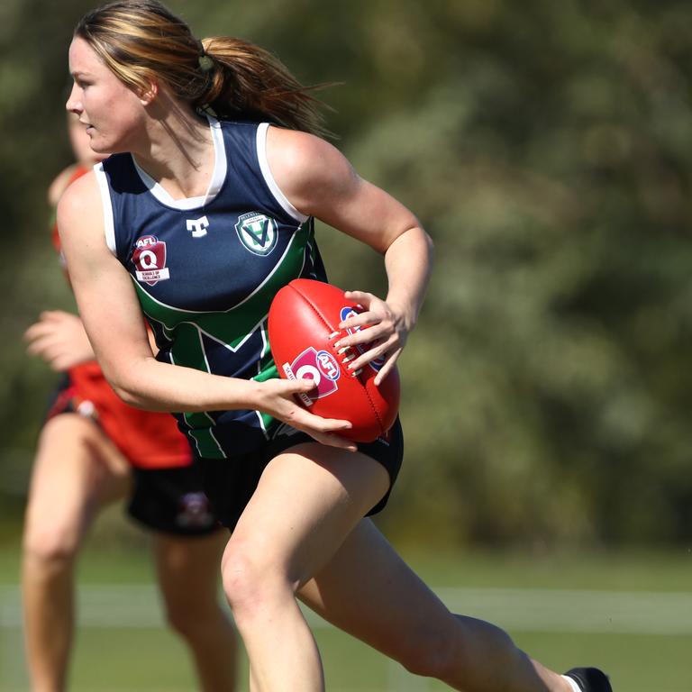 Action from the AFLQ Schools of Excellence competition. Picture: AFLQ